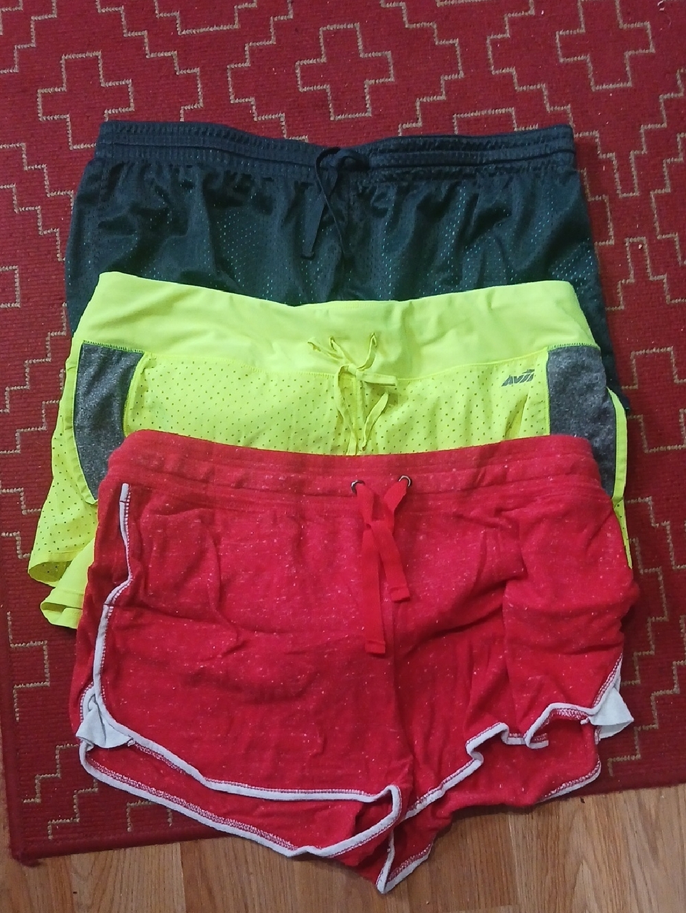Women’s Athletic Shorts - Red, Neon Yellow And Black
